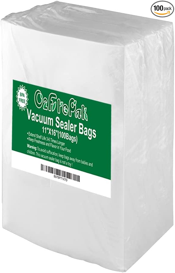 O2frepak 100 Gallon Size 11" x 16"Vacuum Sealer Bags by O2frepak