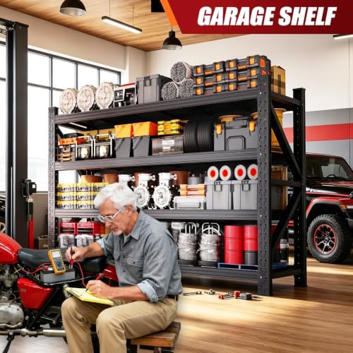 69" W Storage Shelves, 4T Adjustable Garage Shelving Unit, Rust Proof La...
