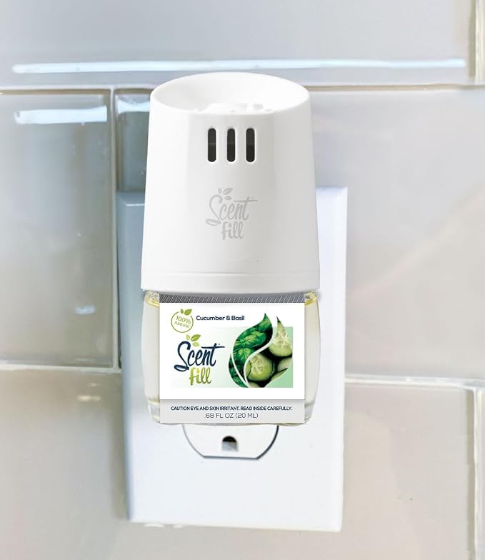 Scent Fill 100% Natural Cucumber Basil Plug in Air Freshener, Scented Oil - Image 2