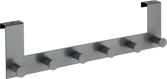 Wenko Celano Door Coat Rack with 6 Hooks for Door Rebate Thickness up to 2 cm Steel 39 x 11 x 5.5 cm Grey