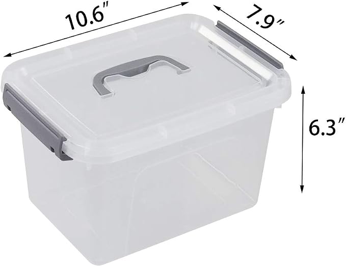 Bringer 6-Pack 5 L Clear Plastic Storage Box, Small Storage Latch Bin - Image 2
