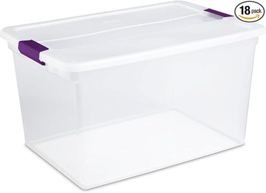 Sterilite 18-Pack 66 Quart Clearview Latch Box, Stackable Organizer Bins by Sterilite