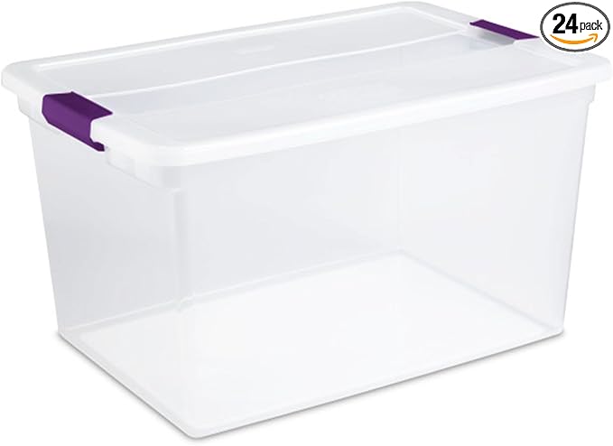 Sterilite 24-Pack 66 Quart ClearView Latch Box, Stackable Organizer Bins