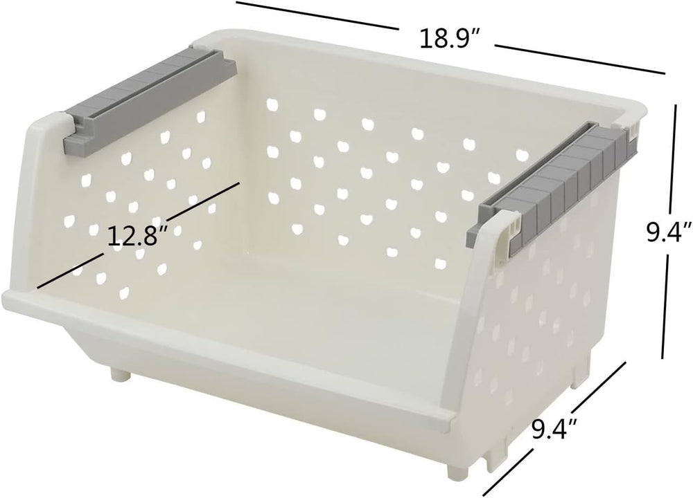 3 Pack Large Stackable Storage Bins Kitchen Plastic Stacking Basket