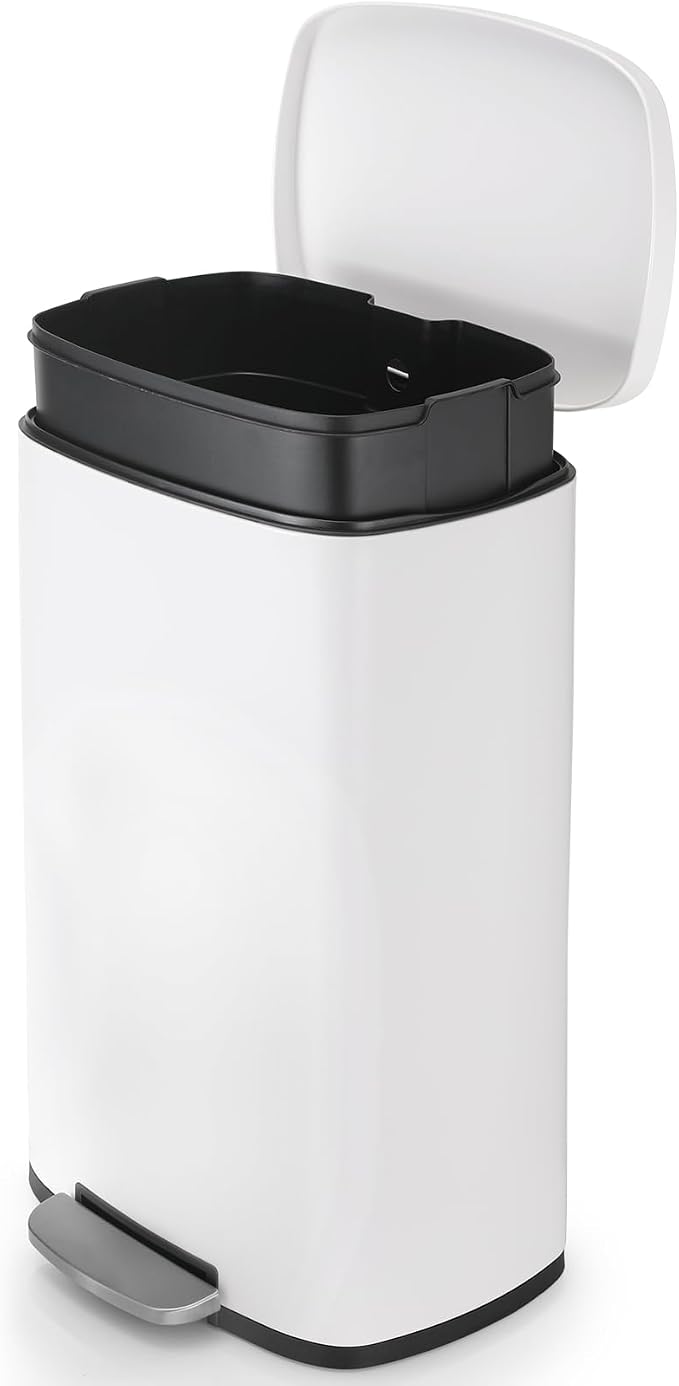 8 Gal Kitchen Trash Can, 30L Recycling or Garbage Bin, Brushed Stainless Steel by ComfyCorner