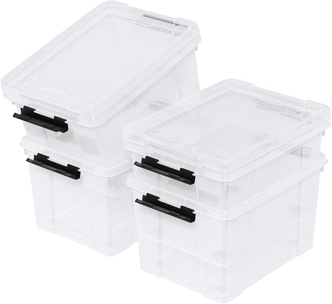 4 Pack 22 Quart Latch Box, Buckle Up Storage Box Set - Image 7
