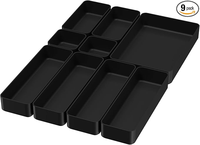 9 Pcs Stackable Drawer Organizer Trays Set, Desk Drawer Organizer Office. by CHANCETSUI