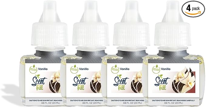 Scent Fill Vanilla Plug in Air Freshener, 4 Scented Oil Refills by ScentFill