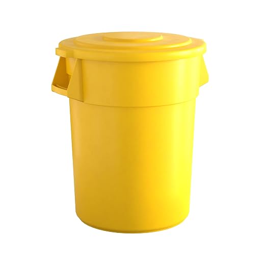 55 Gallon Yellow Round Commercial Trash Can by Krollen+Industrial