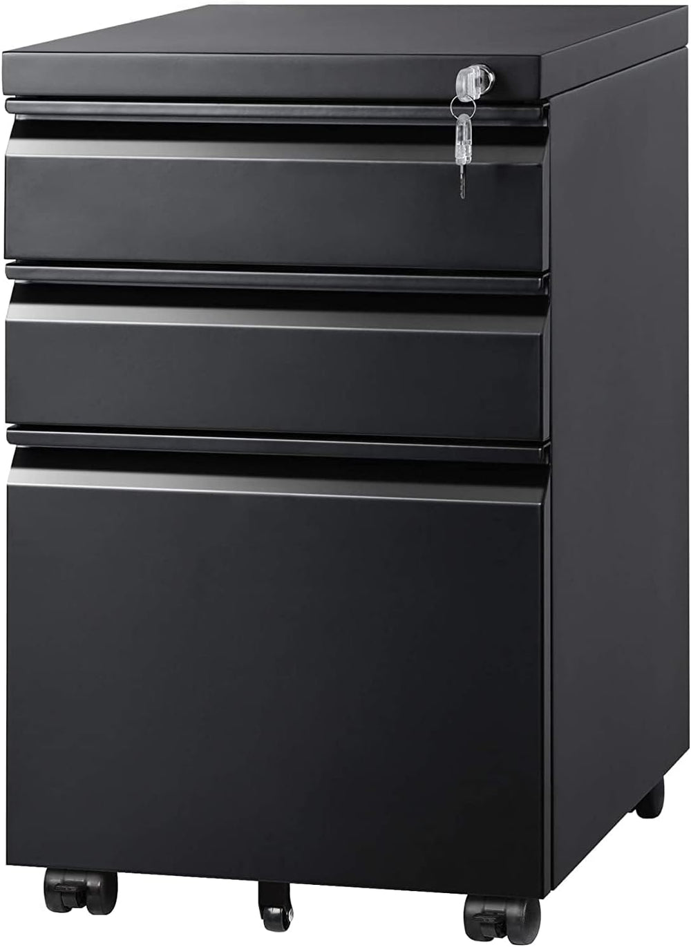 DEVAISE 3 Drawer File Cabinet with Lock, Fully Assembled Except Casters