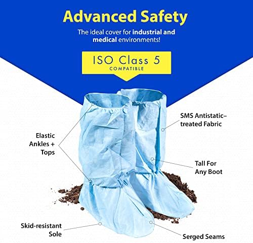 Quest Traction Boot & Shoe Covers 18in, Non-Slip, Blue, X-Large, 50 Pairs
