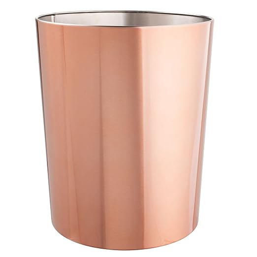 mDesign Round Metal Small 1.7 Gallon Recycle Trash Can Wastebasket, Garbage by mDesign