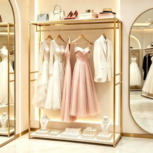 75" Tall Gold Clothing Garment Rack Boutique Retail Display Stand