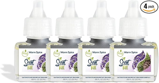Scent Fill Warm Spice Plug in Air Freshener, 4 Scented Oil Refills by ScentFill