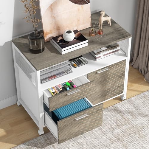 Tribesigns Modern File Cabinet with Drawers for Letter-Sized File and Door, L...