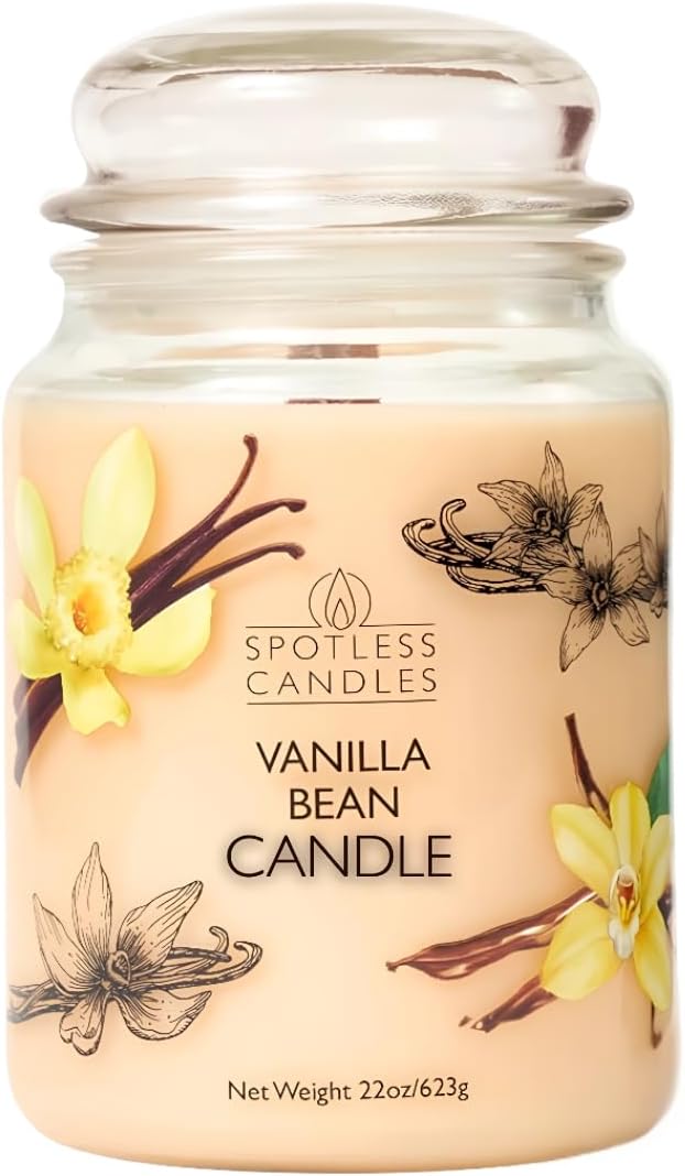 Candle Vanilla Bean 22oz with Wooden Wick in a Presentation Gift Box & by SpotlessLeopard