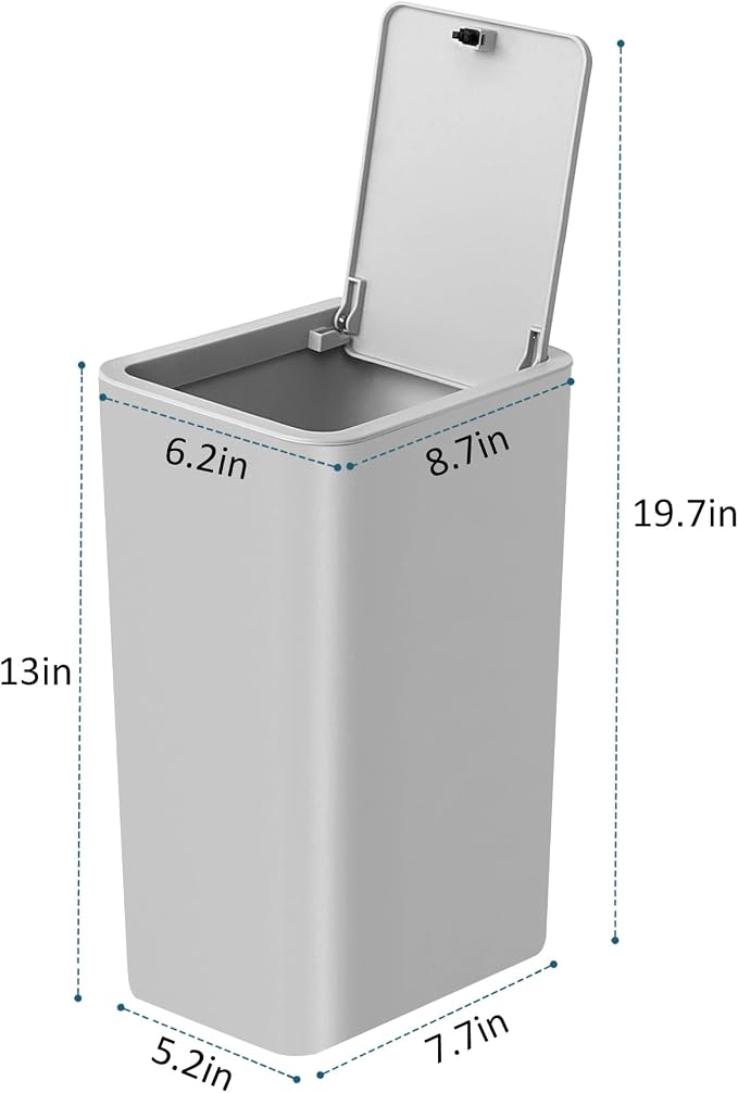 TIPGO Bathroom Trash Can with Lid, 10 Liter/ 2.6 Gallon Slim Garbage Can - Image 6