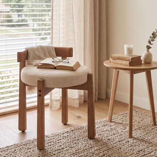 DUOMAY Modern Linen Ottomans, Beige, Set of 2