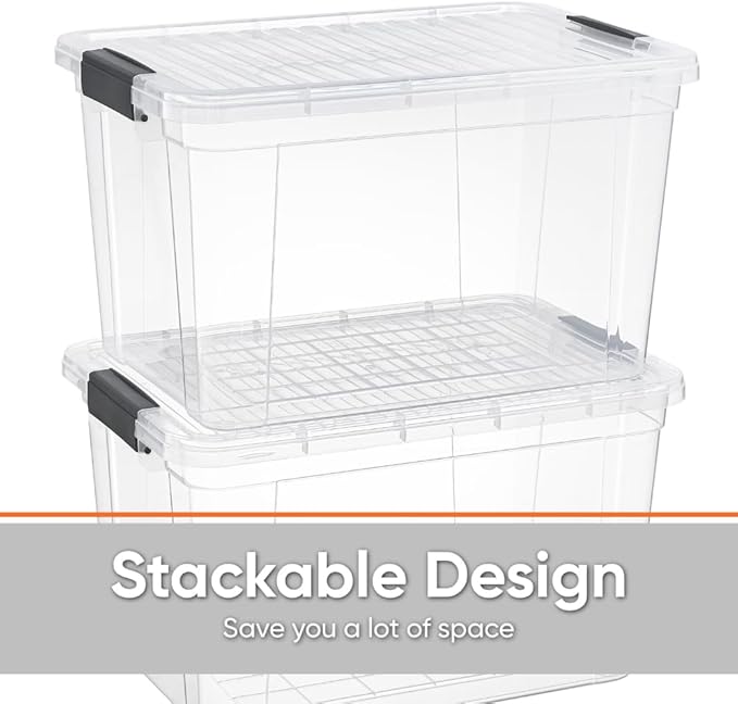 Superio Storage Bins with Lids, Stackable Totes, BPA Free, Odor Free, Organizer - Image 4