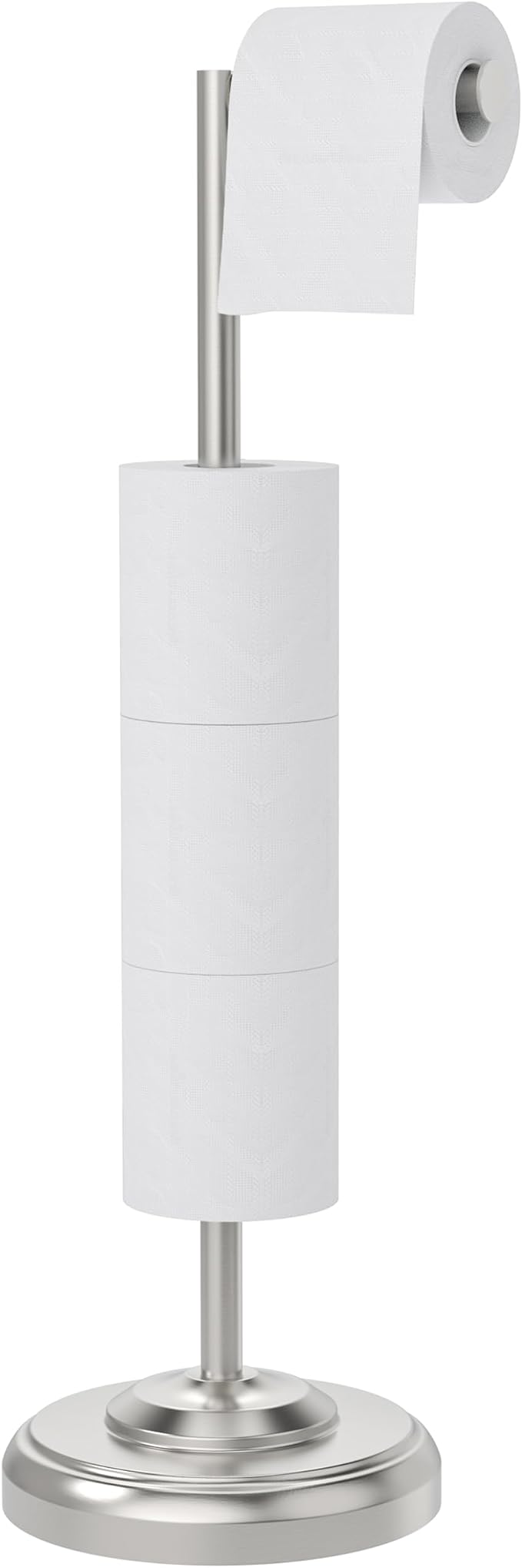 Toilet Paper Holder Stand with Storage – 4 Extra Rolls –Brushed Nickel Toilet by WZKALY