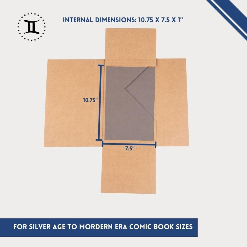 Gemini Comic Book Mailers, Easy Fold & Stay Flat(10.7x7.5x1 Inch, 25-Pack)