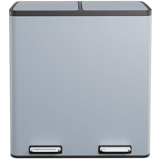 AthLike 60L Dual Trash Can, Stainless Steel Kitchen Garbage Can, Double by AthLikeforEveryone