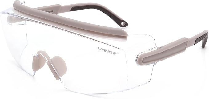 UKNOW Safety Goggles Over Glasses, Safety Glasses Anti Fog Wraparound Eye by UKNOW