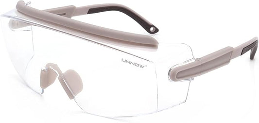 UKNOW Safety Goggles Over Glasses, Safety Glasses Anti Fog Wraparound Eye by UKNOW