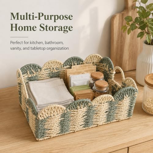 Rectangular Boho Decor Bin,Handmade Paper Rope Basket,Kit