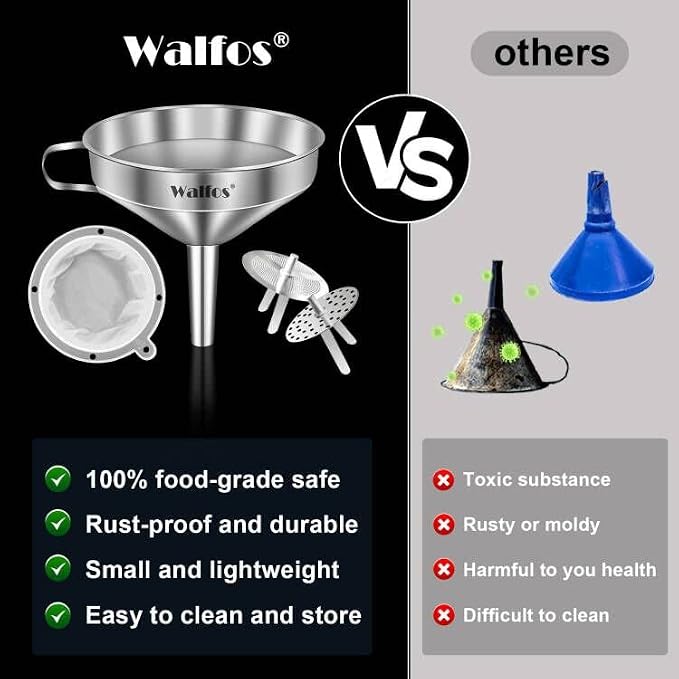 Stainless Steel Funnel, Walfos Kitchen Funnel - Image 6