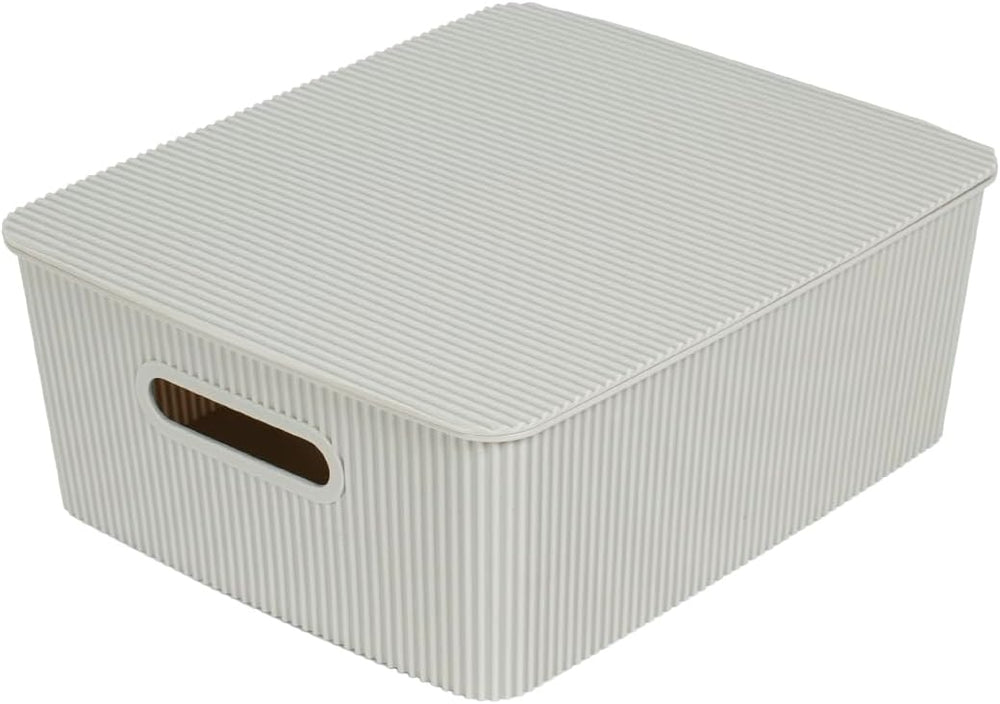 Glad Storage Baskets with Lids - Set of 4 Stackable Plastic Boxes with Handle...