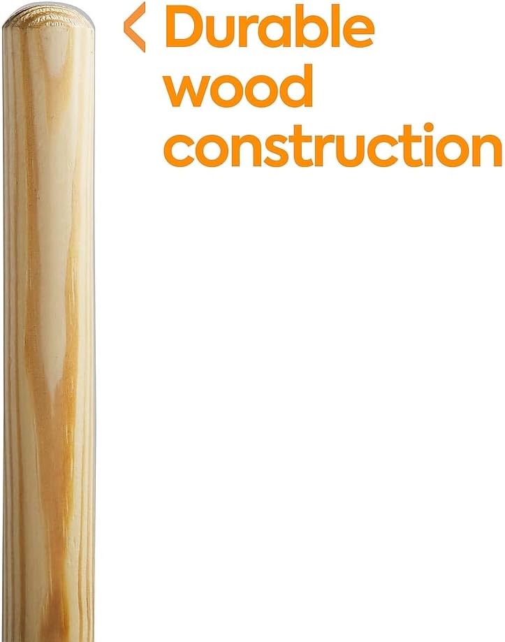 COASTWIDE Professional 60" Wood Push Broom Handle, Threaded Metal Tip