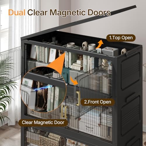 350Gal Extra Large Stackable Storage Bins with Lid, 1750QT Foldable Collapsib...
