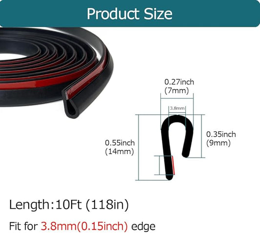 Rubber Edge Trim Black, U Channel Rubber Seal Strip - Image 2