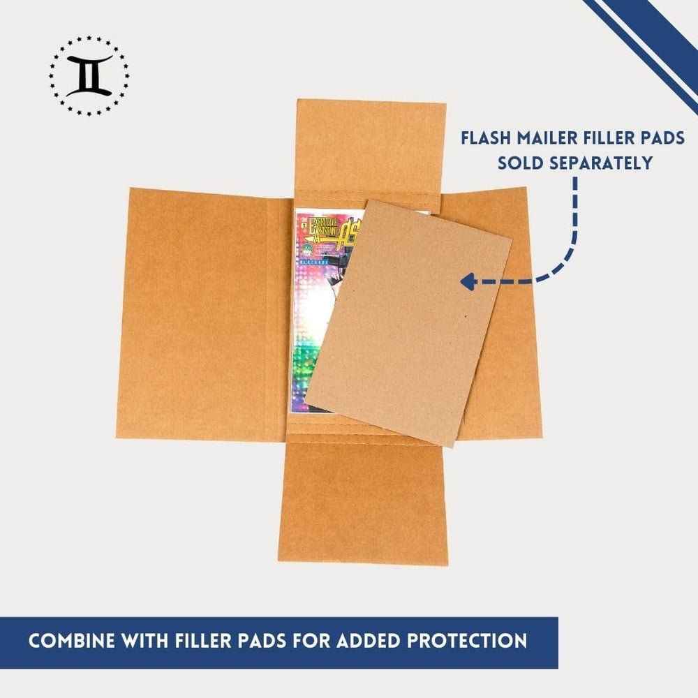 Gemini Comic Book Mailers, Easy Fold & Stay Flat(10.7x7.5x1 Inch, 25-Pack)