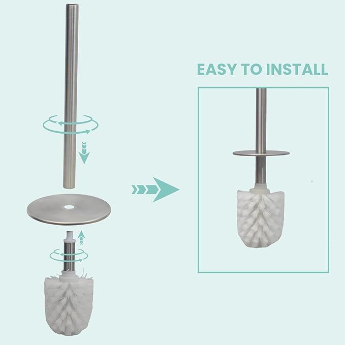 Escenzy Turquoise Green Toilet Brush and Holder Set Mosaic Glass | Non-Rustic - Image 7