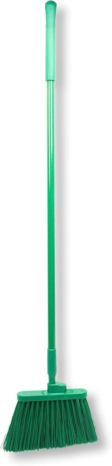 SPARTA 41083EC09 Plastic Color Coded Broom, Unflagged Bristles, Long Broom With Angled Head For Small Debris Cleaning, 56 Inches, Green