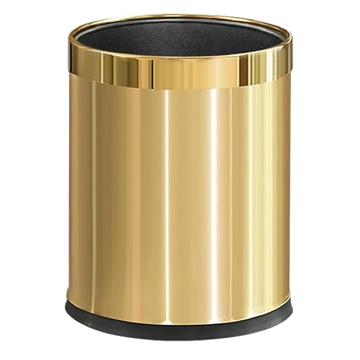 14L/2.6GAL，Gold Bathroom Trash can, Brushed Brass Garbage can, Small Gold by LEASYLIFE