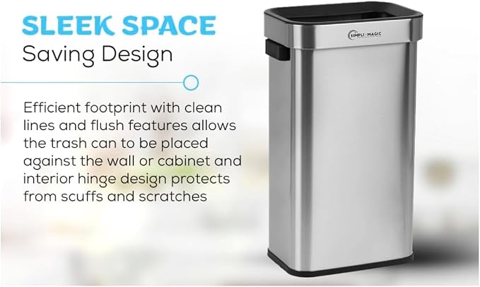 Simpli-Magic 18.5 Gallon Open Top Trash Can – Rectangular Commercial Trash Can - Image 4