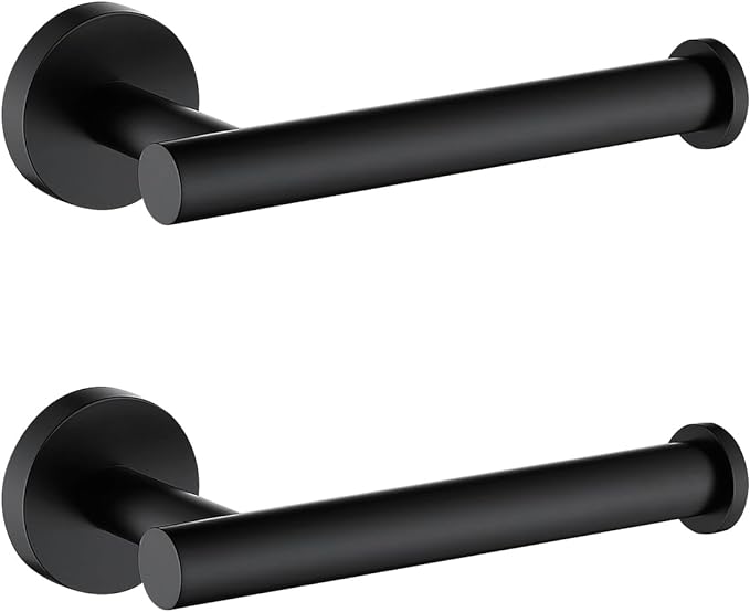 TASTOS Toilet Paper Holder SUS304 Stainless Steel Round Size Matte Black 2 Pack by TASTOS