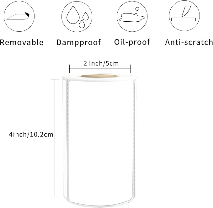 2×4 Inch White Removable Thermal Labels, Waterproof Thermal Label, 250 Sheets - Image 2