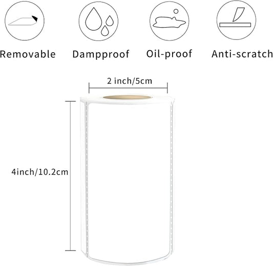 2×4 Inch White Removable Thermal Labels, Waterproof Thermal Label, 250 Sheets - Image 2