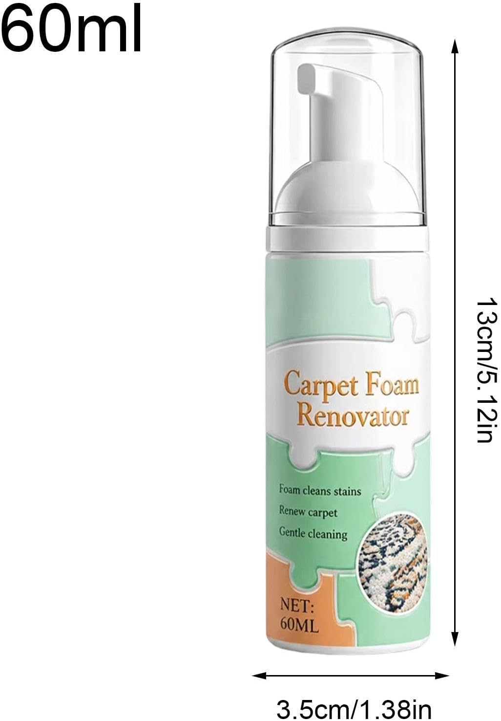 Foam Carpet Cleaner - Fabric Stain Remover - 60ml Upholstery Cleaning Spray | Carpet Stain Remover for Sofa Couch Furniture Mattress Seat Car Interior Mat Cushion