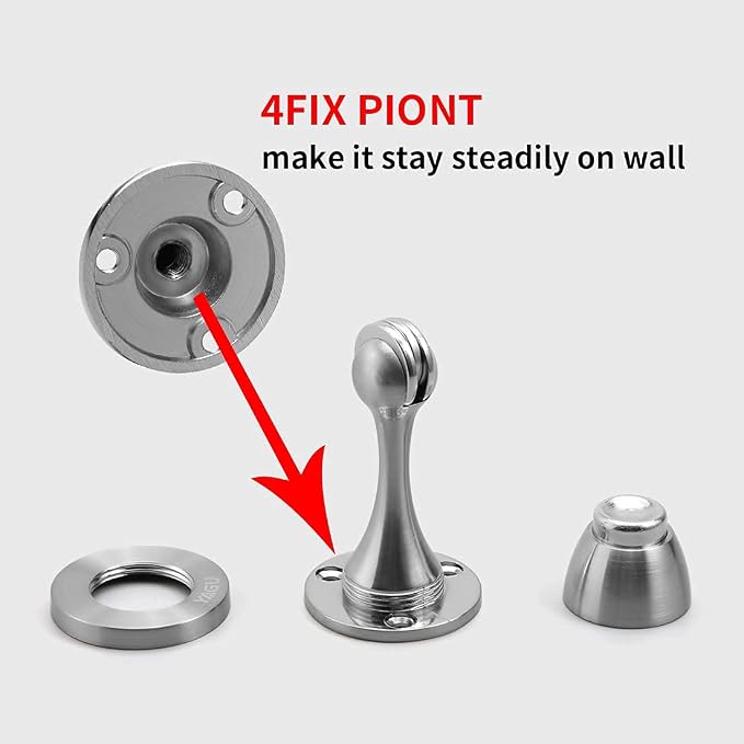 YAGU 1 Pack Silver Magnetic Door Stoppers Catch, Zinc Alloy Brushed Nickel Door - Image 4