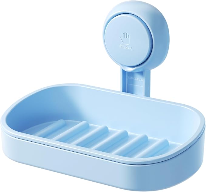 LEVERLOC Soap Dish Holder for Shower Suction Cup Wall Mounted Self Draining by LEVERLOC