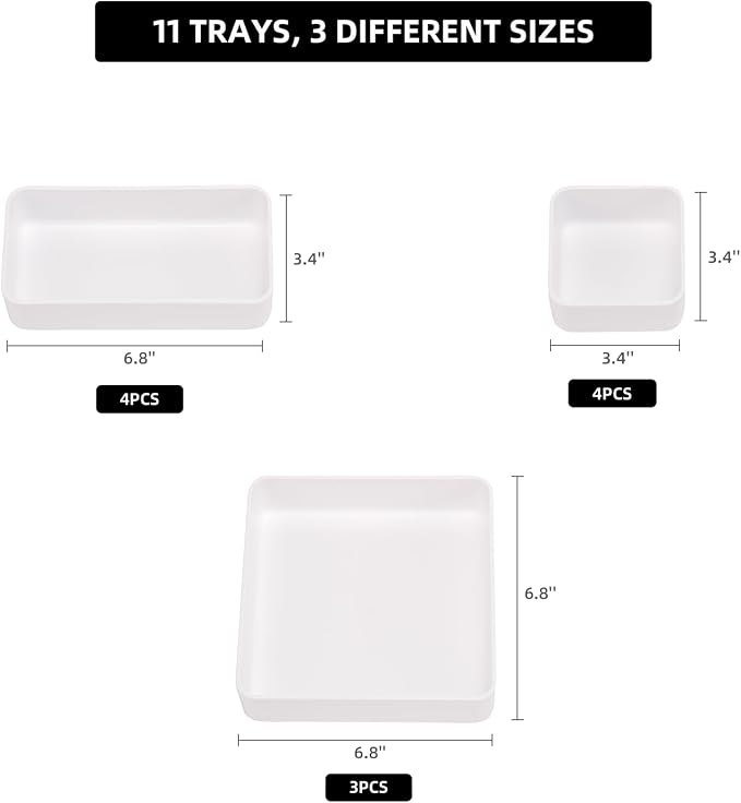 11-Piece Stackable Drawer Organizer Set, Stationery, Utensils in Bathroom - Image 6