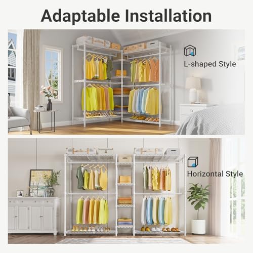 VIPEK X3 Expandable Heavy Duty Clothes Rack Closet Organizer System White
