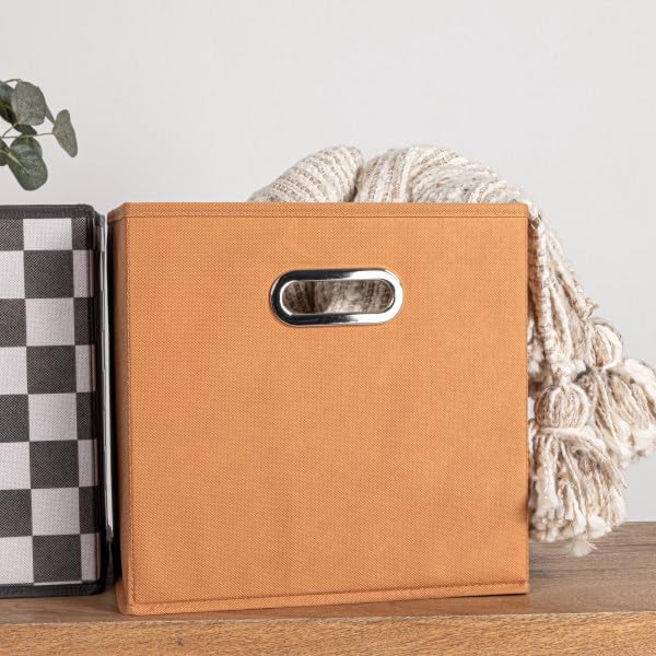 Household Essentials Fabric Storage Bins 6 Piece Set, Terracotta Color - Image 5