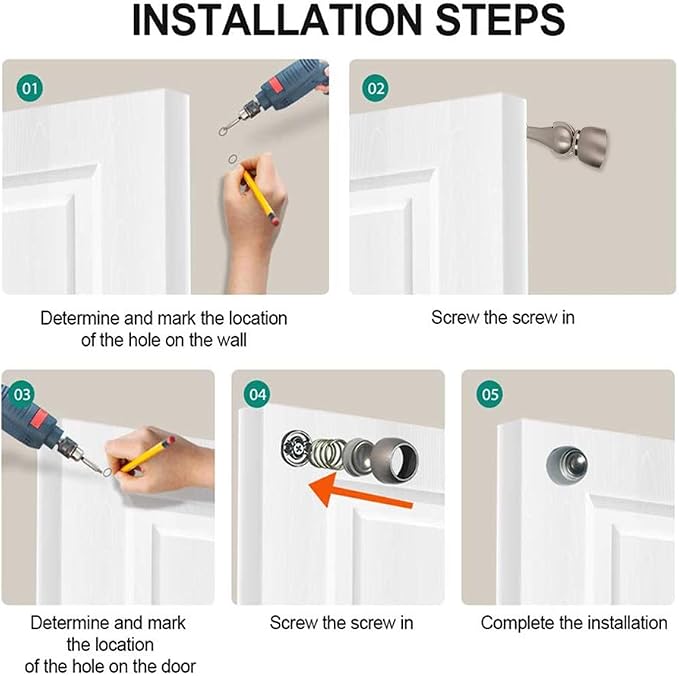 Magnetic Door Stop, Magnetic Door Catch, Door Holder, Door Stops, Wall Mounted - Image 6