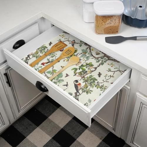 Quttisay Non-Adhesive Shelf Drawer Liner Floral Cabinet Liner for Shelves